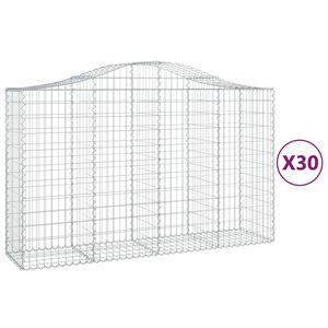 vidaXL Arched Gabion Baskets 30 pcs 200x50x120/140 cm Galvanised Iron
