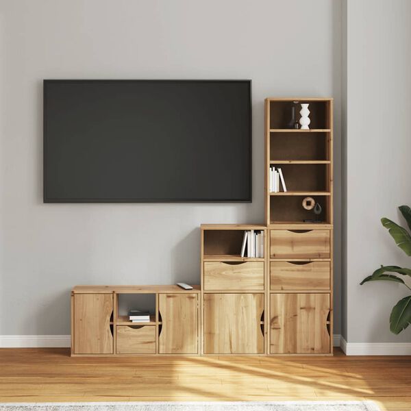 vidaXL 4 Piece TV Units with Storage ODDA Solid Wood Pine