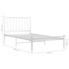 vidaXL Bed Frame without Mattress White Metal 90x200 cm