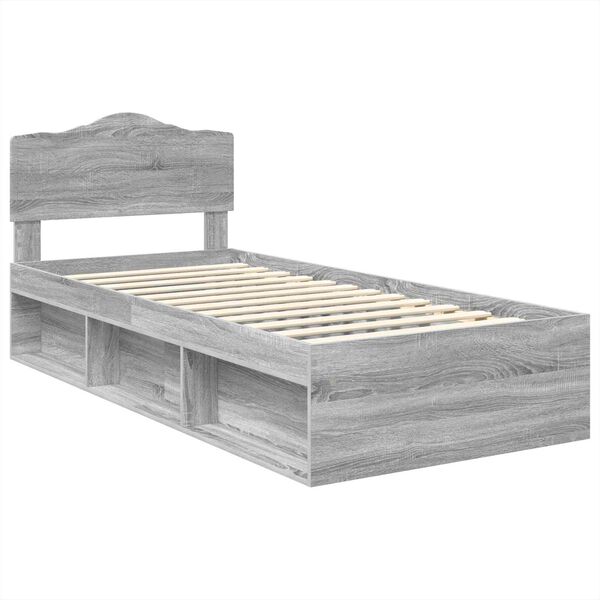 vidaXL Bed Frame Grey Sonoma 75 x 190 cm Solid Pine Wood