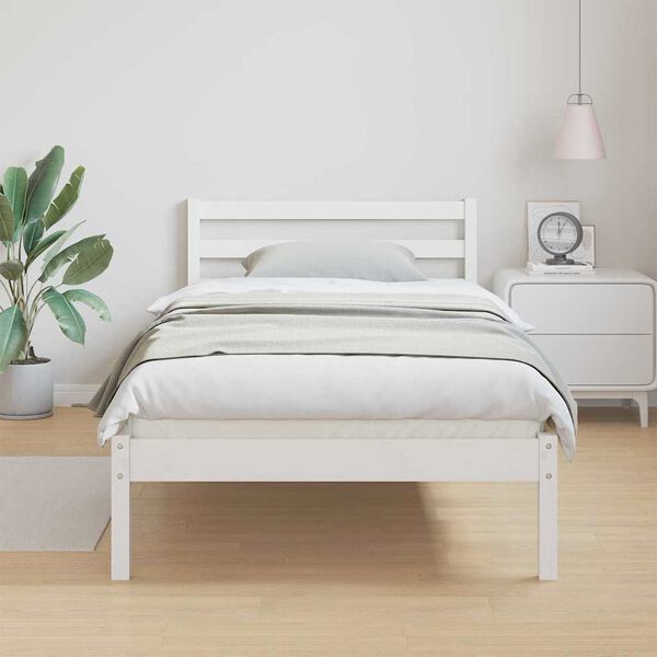 vidaXL Bed Frame White 215.5 x 85.5 x 69.5 cm Solid Pine Wood