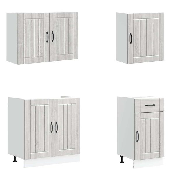 vidaXL 7 Piece Kitchen Cabinet Set Lucca Grey Sonoma Engineered Wood