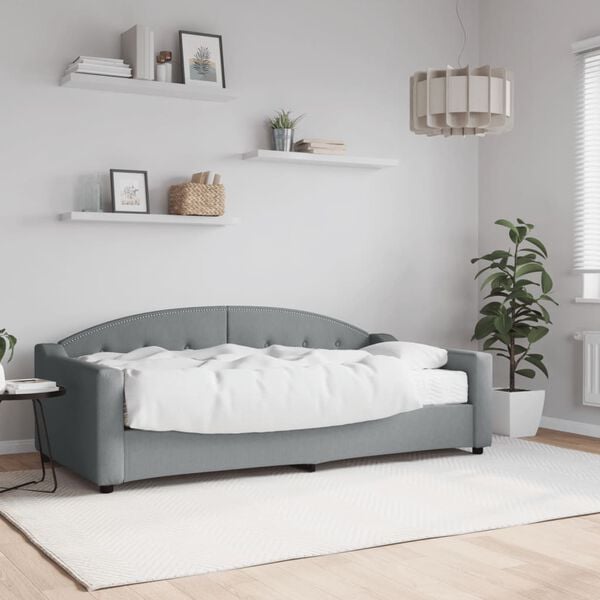 vidaXL Daybed with Mattress Light Grey 90x190 cm Fabric
