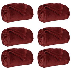 vidaXL Throw Blankets 6 pcs Bordeaux Red 150 x 200 cm 4.68 kg Fleece