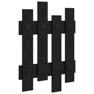 vidaXL Wall-Mounted Coat Rack Black Oak 60 x 3 x 82 cm Engineered wood