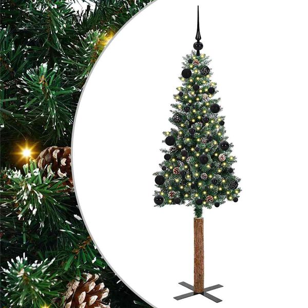 vidaXL Slim Christmas Tree Green 150 cm PVC and Solid Pine wood