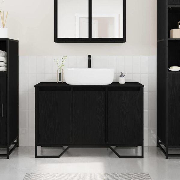 vidaXL Sink Cabinet Other Black Oak 91 x 35 x 60 cm Engineered wood