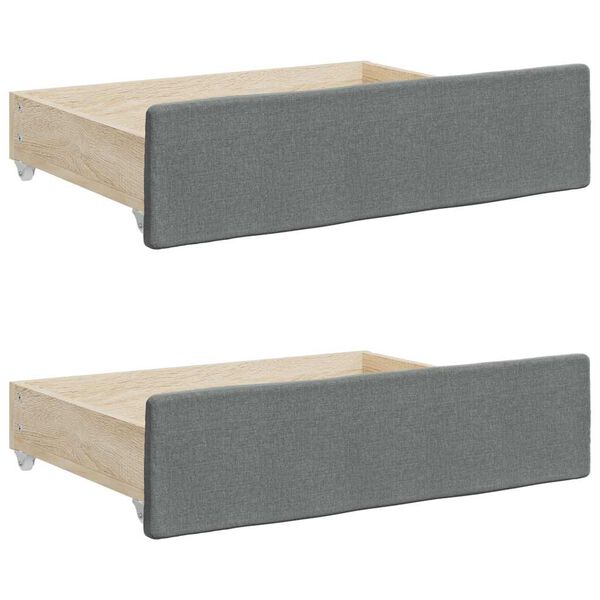 vidaXL Bed Storage Drawers 2 pcs Dark Grey Engineered Wood and Fabric