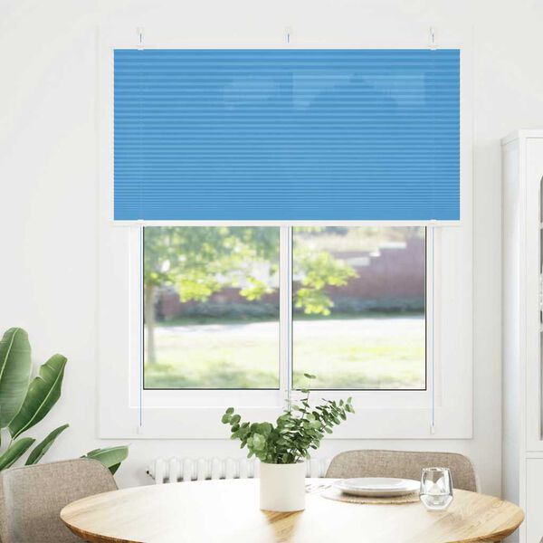 vidaXL Pleated Blind Blue 115x100 cm Fabric Width 114.4 cm Polyester