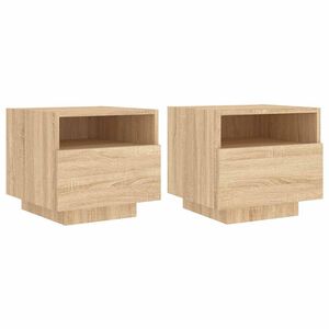 vidaXL Bedside Cabinets with LED Lights 2 pcs Sonoma Oak 40x39x37 cm