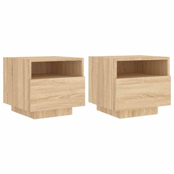 vidaXL Bedside Cabinets with LED Lights 2 pcs Sonoma Oak 40x39x37 cm