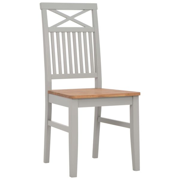 vidaXL Dining Chairs 2 pcs Grey Solid Oak Wood