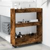 vidaXL Narrow Storage Trolley 3 Tier Smoked Oak Engineered Wood