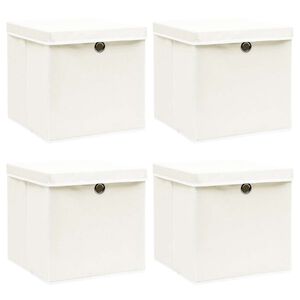 vidaXL Storage Boxes with Lids 4 pcs White 32x32x32 cm Fabric