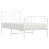 vidaXL Metal Bed Frame without Mattress with Footboard White 90x200cm