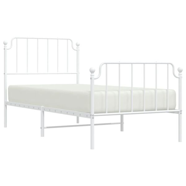 vidaXL Metal Bed Frame without Mattress with Footboard White 90x200cm