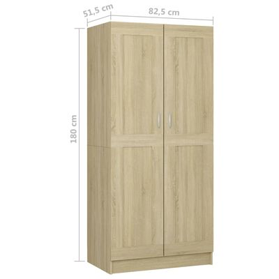 vidaXL Wardrobe Sonoma Oak 82.5x51.5x180 cm Engineered Wood