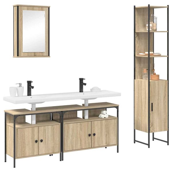vidaXL Bathroom Furniture Set 4 pcs Sonoma Oak Engineered Wood