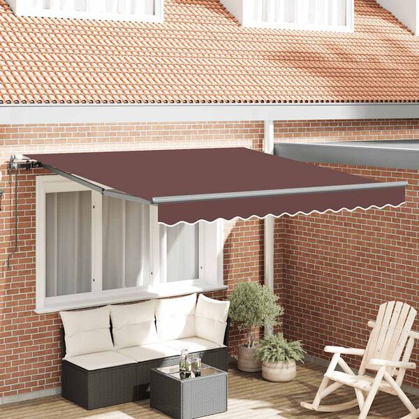 vidaXL Automatic Retractable Awning Brown 300x250 cm