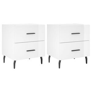 vidaXL Bedside Cabinets 2 pcs High Gloss White 40x35x47.5 cm Engineered Wood