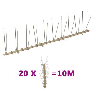 vidaXL 2-row Plastic Bird & Pigeon Spikes Set of 20 10 m