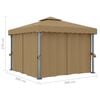 vidaXL Gazebo with Curtain 3x3 m Taupe Aluminium