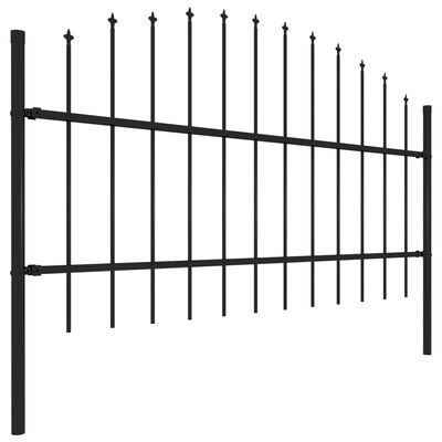 vidaXL Garden Fence with Spear Top Steel (0.75-1)x13.6 m Black