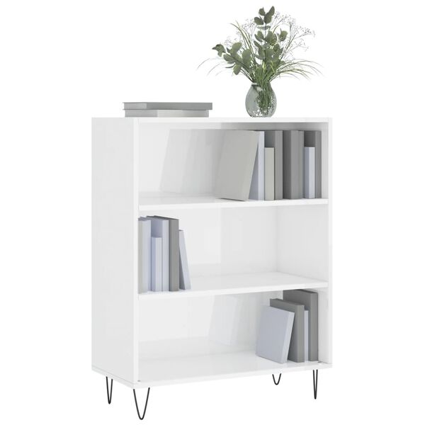 vidaXL Bookcase High Gloss White 69.5x32.5x90 cm Engineered Wood