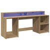 vidaXL Desk with LED Lights Artisian Oak 200x55x91 cm Engineered Wood