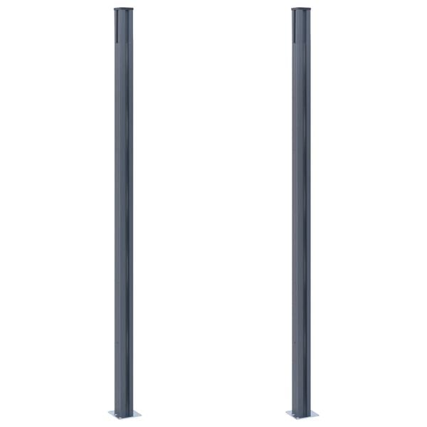 vidaXL Fence Posts 2 pcs Dark Grey 185 cm Aluminium