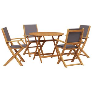vidaXL 5 Piece Garden Dining Set Anthracite Fabric and Solid Wood