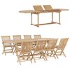 vidaXL 9 Piece Garden Dining Set 180-280x100x75 cm Solid Teak Wood