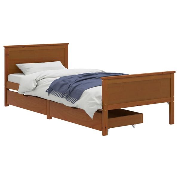 vidaXL Bed Frame without Mattress Honey Brown Solid Wood 90x200 cm