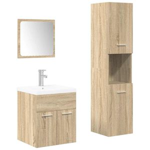 vidaXL 4 Piece Bathroom Furniture Set Sonoma Oak Engineered Wood