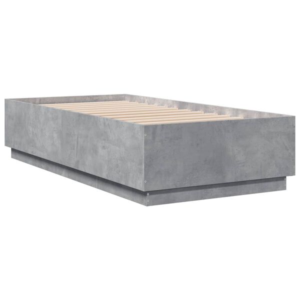vidaXL Bed Frame with LED without Mattress Concrete Grey 90x190 cm Single