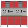 vidaXL Work Cabinet with Drawer 10 pcs Red Engineered Wood and Steel