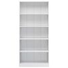 vidaXL 5-Tier Book Cabinet High Gloss White 80x24x175 cm Engineered Wood