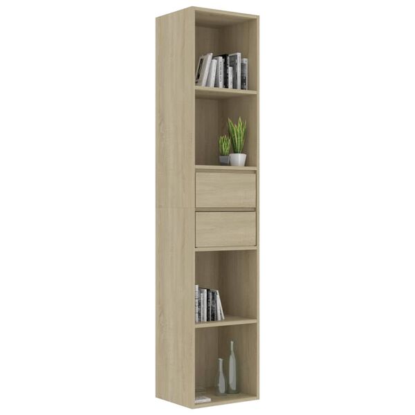 vidaXL Book Cabinet Sonoma Oak 36x30x171 cm Engineered Wood