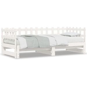 vidaXL Pull-out Day Bed without Mattress White 2x(80x200) cm Solid Wood