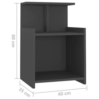 vidaXL Bed Cabinet Grey 40x35x60 cm Engineered Wood