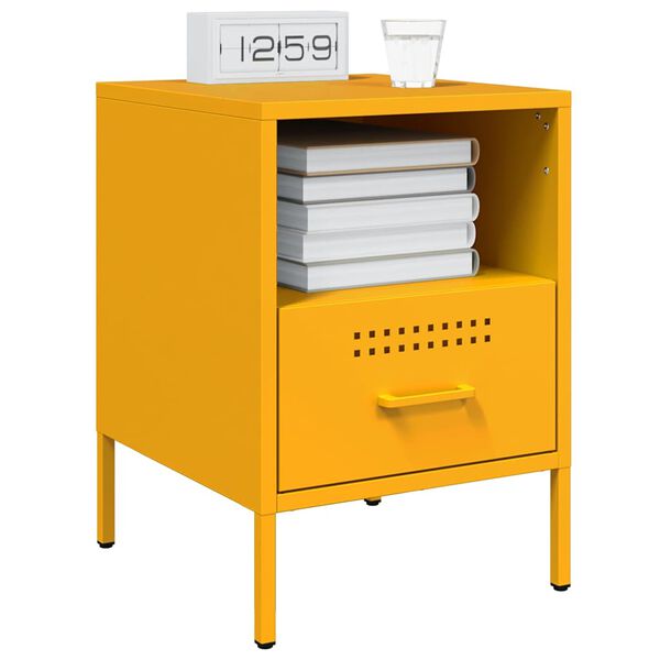 vidaXL Bedside Cabinets 2 pcs Mustard Yellow 36x39x50.5 cm Steel