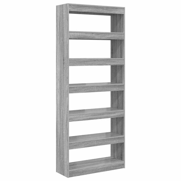 vidaXL Book Cabinet Grey Sonoma 80 x 30 x 198 cm Engineered Wood