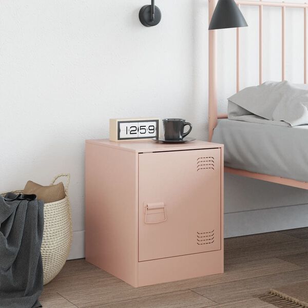 vidaXL Bedside Cabinet Pink 34.5x39x44 cm Steel