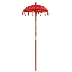 vidaXL Balinese Parasol Red 125 x 125 x 260 cm Cotton and Wood