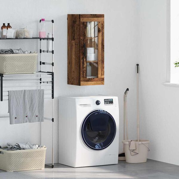 vidaXL Wall Mounted Cabinet Old Wood 34.5 x 34 x 90 cm