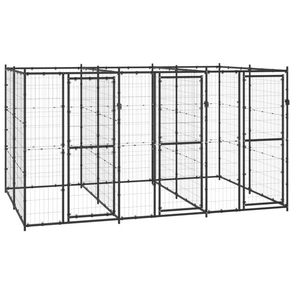 vidaXL Outdoor Dog Kennel Steel 7.26 m&sup2;