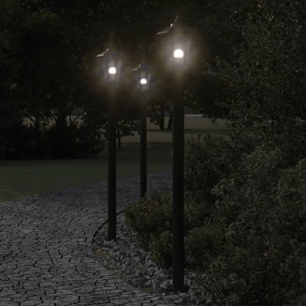 vidaXL Outdoor Floor Lamps 3pcs Black 120 cm Stainless Steel