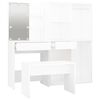 vidaXL Dressing Table Set with LED White Engineered Wood