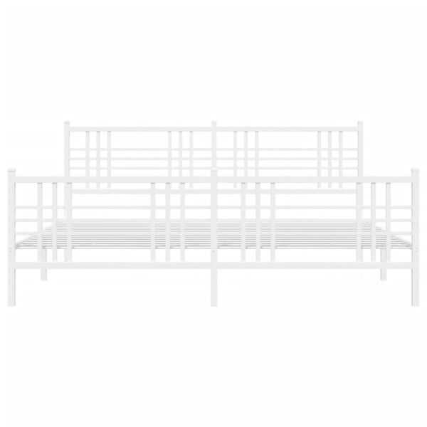vidaXL Metal Bed Frame without Mattress with Footboard White 180x200cm