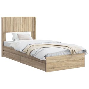 vidaXL Bed Frame with Storage and Headboard Sonoma Oak 75 x 190 cm